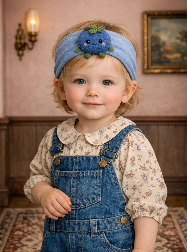 Adorable Cartoon Blue Plush Baby Headband for Gift Retail