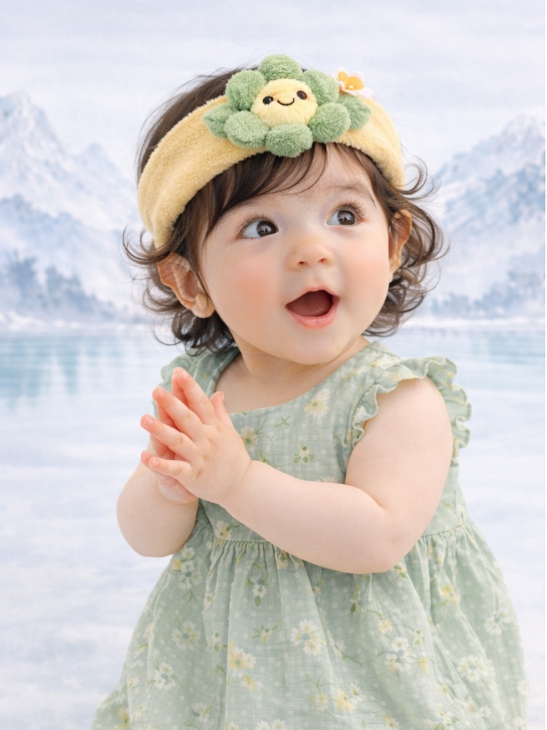 Boutique Yellow Flower Baby Headband Plush Floral Doll Stretch Headband for Baby Bath Accessories