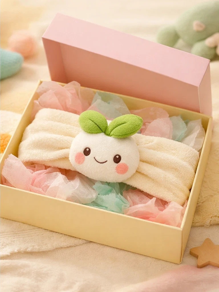 Faixa de cabelo para bebê com boneca broto em pelúcia para atacado – acessório macio para boutique com opção private label