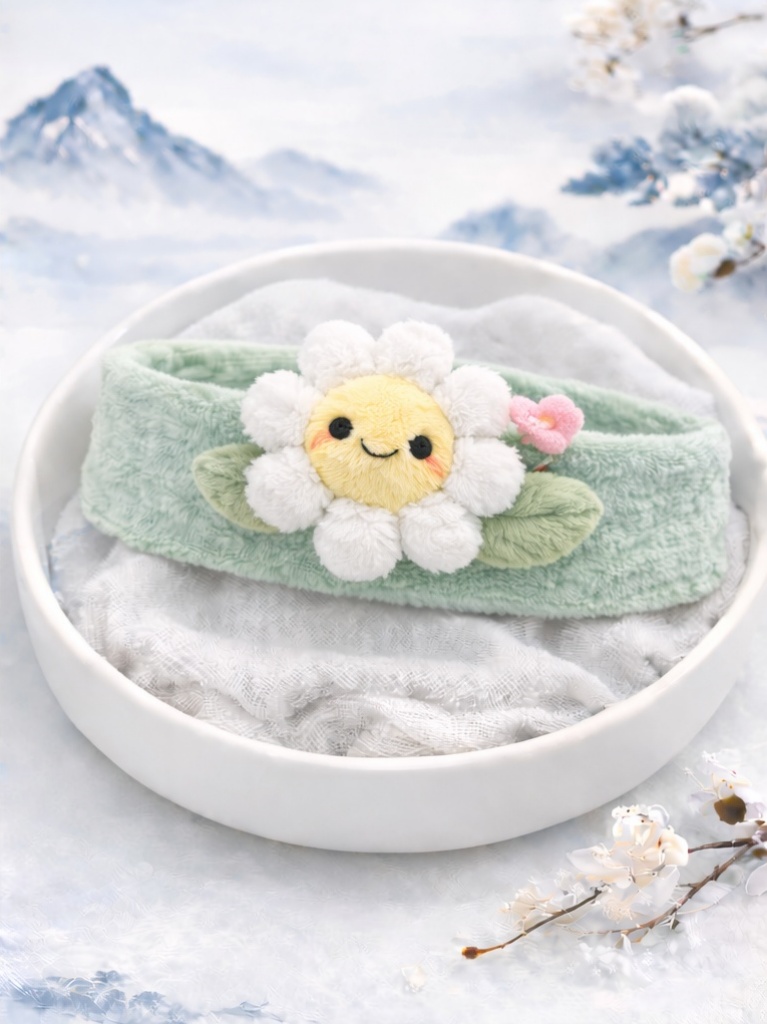 Boutique Mint White Daisy Baby Headband Plush Floral Doll Headband for Infant Gift Sets