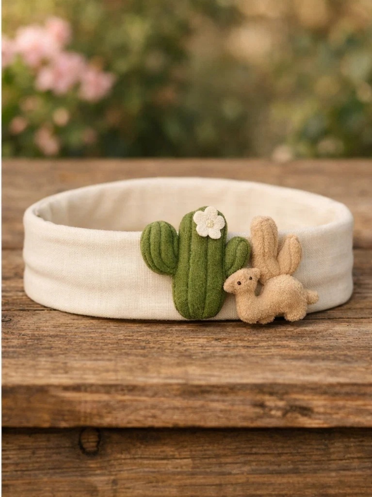 Handmade Bunny & Cactus Baby Headband – Eco-Friendly, Gentle Fit for Baby's Skin
