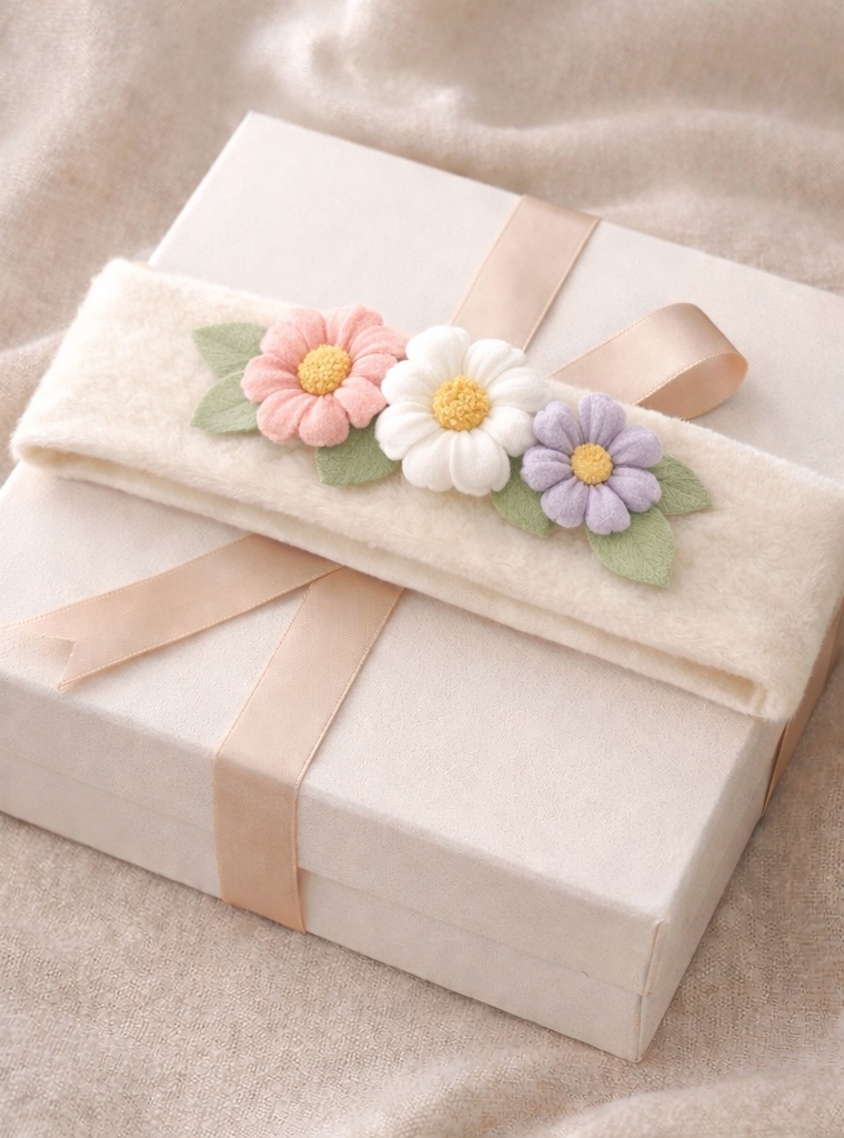 Luxury Felt Baby Headband with Daisy and Rose Embellishments – Ideal for Special Occasions
