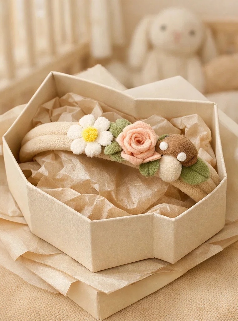 Delicate Floral Baby Headband with Tulips and Daisy – Ideal for Baby Photoshoots and Gift-Giving