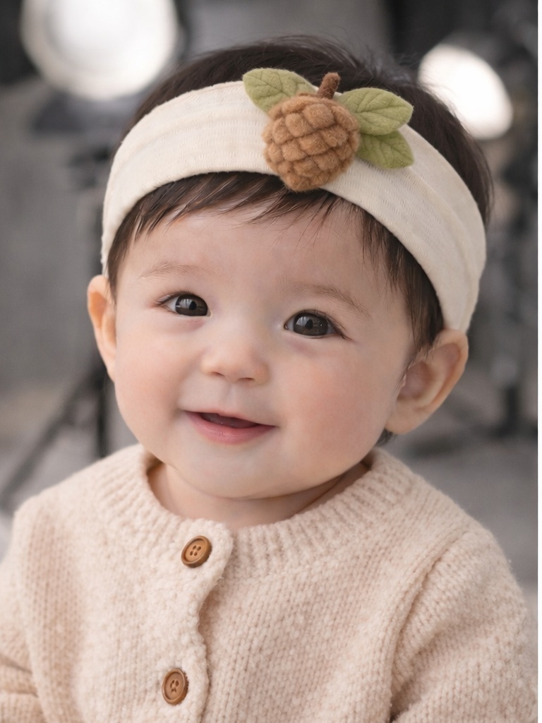 Pine Cone Nature-Inspired Baby Headband – Cozy Autumn/Winter Style for Infants