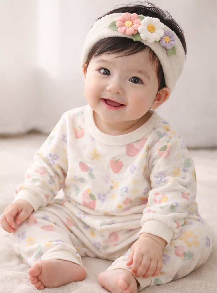 Luxury Felt Baby Headband with Daisy and Rose Embellishments – Ideal for Special Occasions