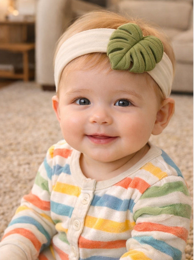 Tropical Monstera Leaf Baby Headband – Eye-Catching Design for Photo Shoots
