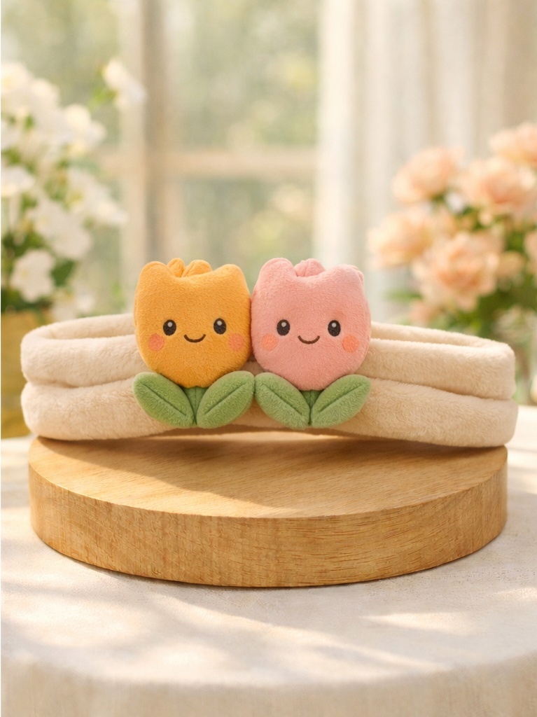 Diadema para bebé de peluche con diseño vegetal