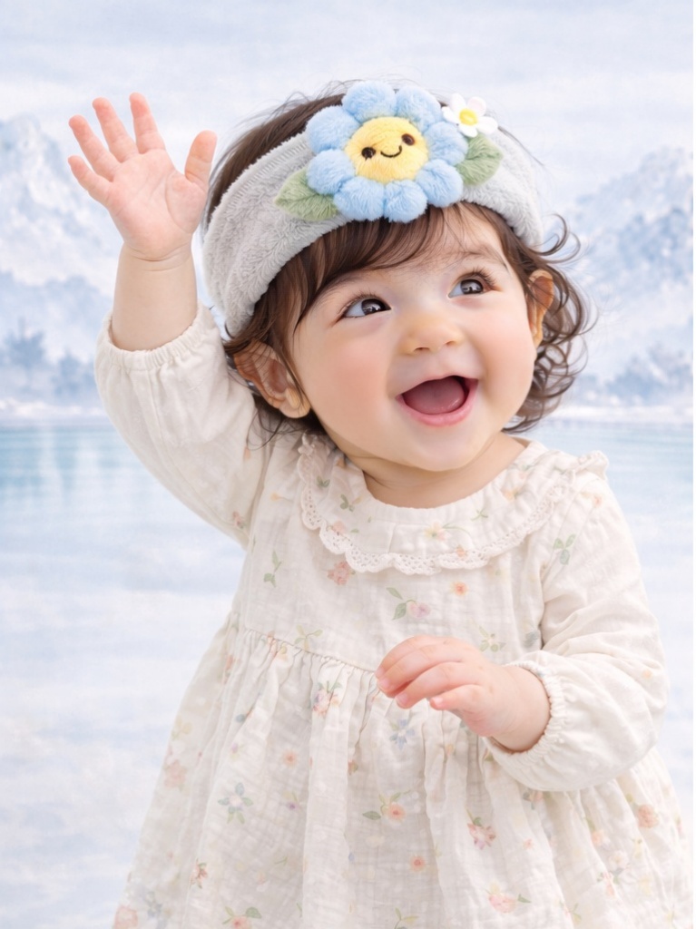 Boutique Grey Blue Flower Baby Headband Soft Plush Floral Doll Headband for Baby Collections