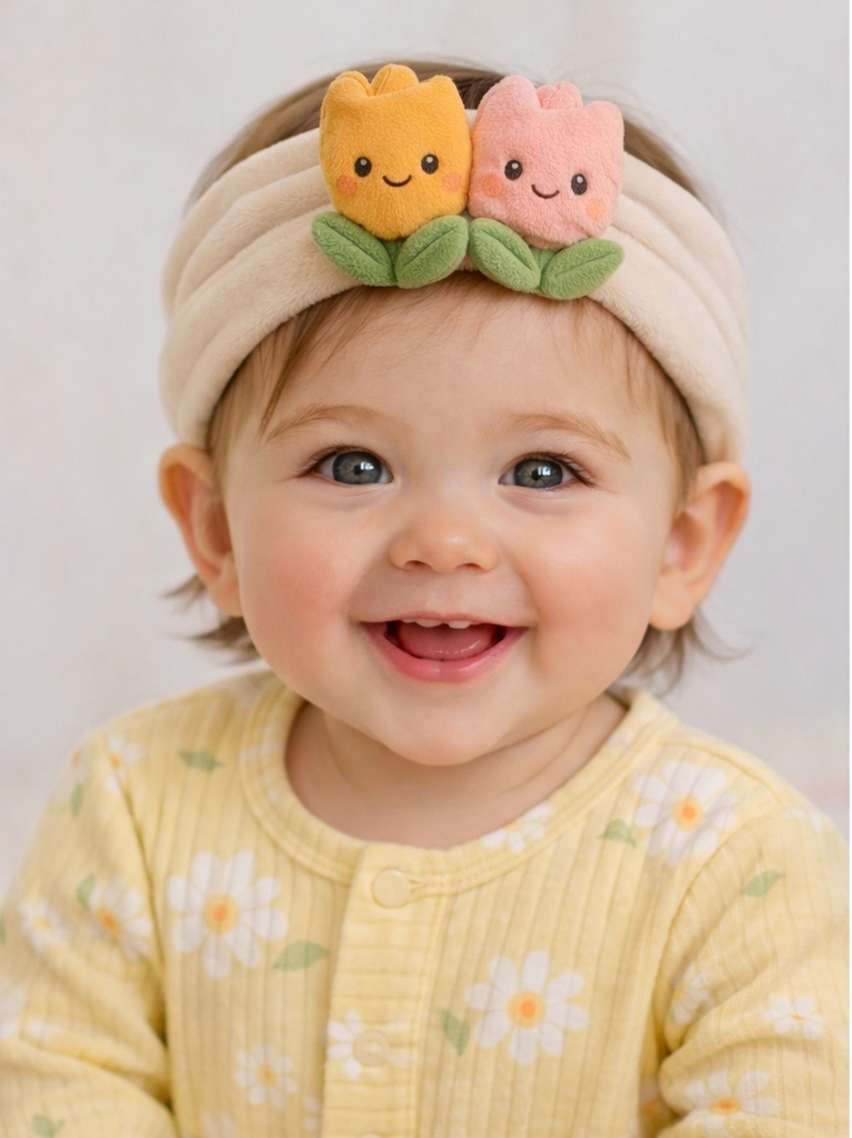 Diadema para bebé de peluche con diseño vegetal