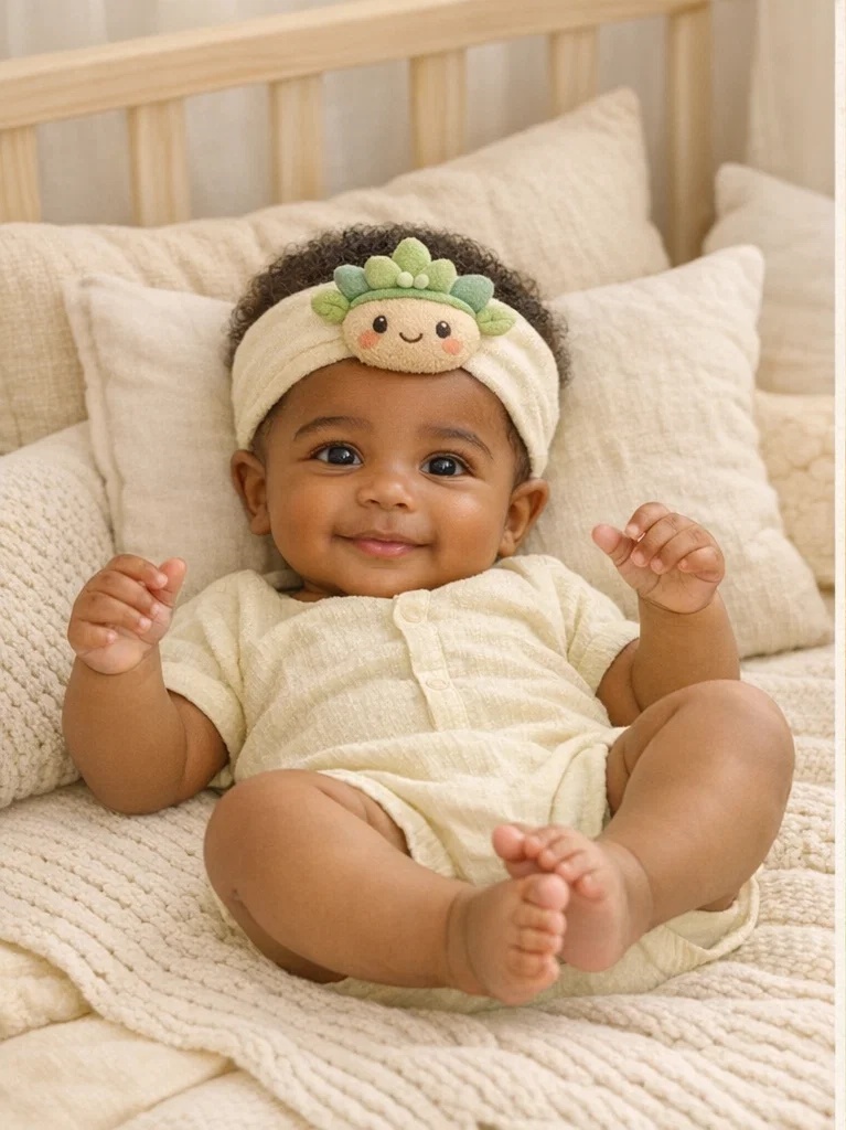 Baby-Stirnband mit weicher Sukkulentenpuppe für den Großhandel – boutique-taugliches Accessoire für Private Label