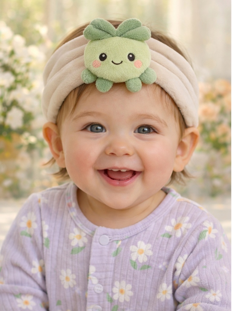 Bandeau bébé en peluche à motifs végétaux multiples