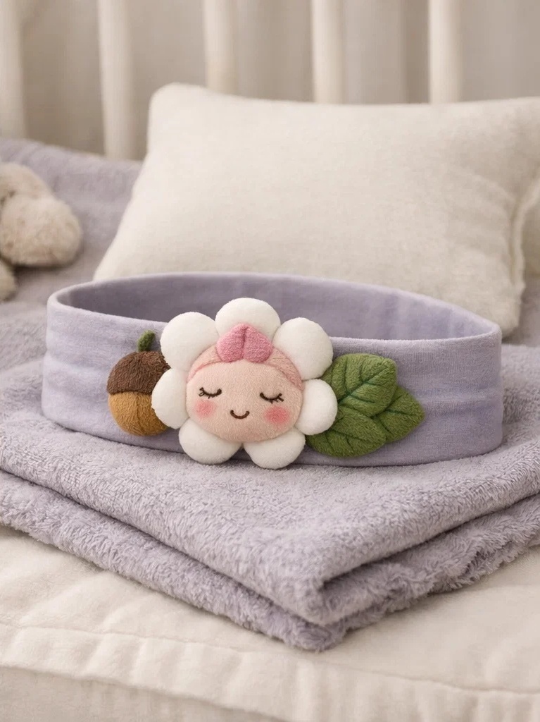 Diadema para bebé con muñeca flor de felpa y bellota al por mayor – accesorio suave para boutique y marca privada