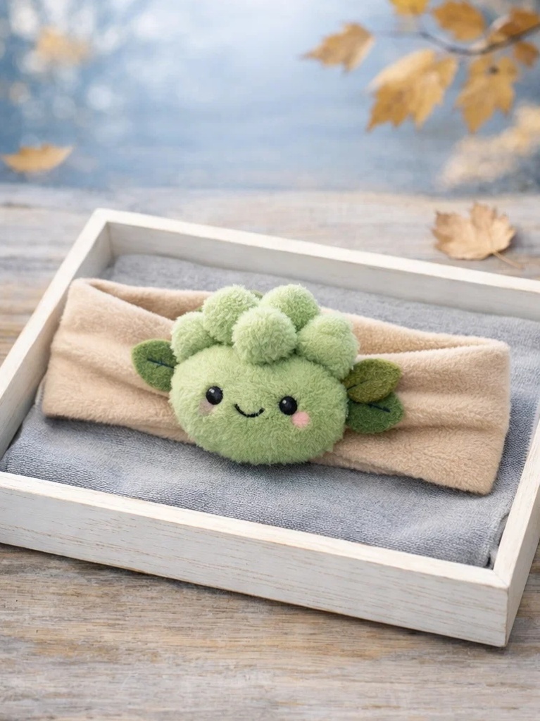 Wholesale Beige Succulent Baby Headband Soft Plush Doll Head Wrap for Boutique Baby Stores