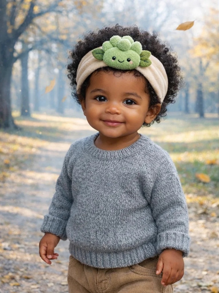 Wholesale Beige Succulent Baby Headband Soft Plush Doll Head Wrap for Boutique Baby Stores