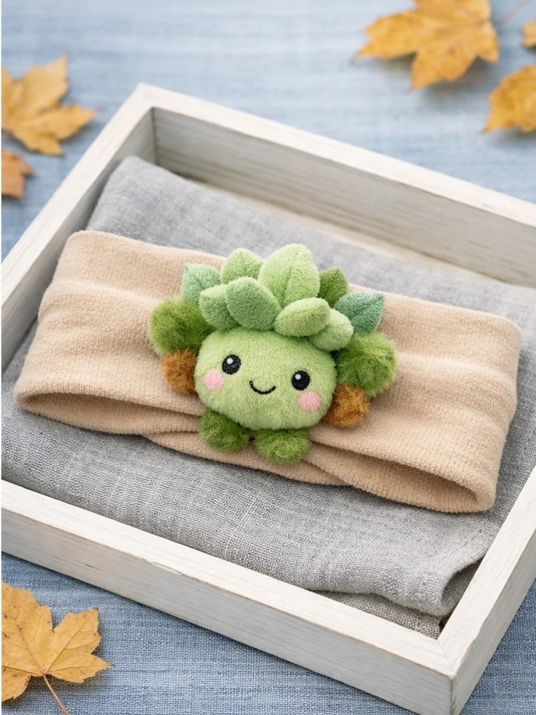 Custom Green Clover Baby Headband Soft Plush Cartoon Doll Head Wrap for Infant Collections