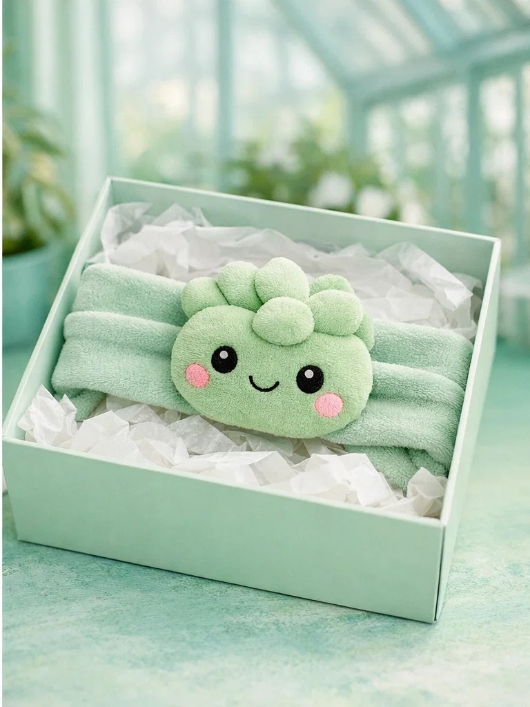 Adorable Green Succulent Baby Headband – Comfortable Plush Hairband for Baby Stores
