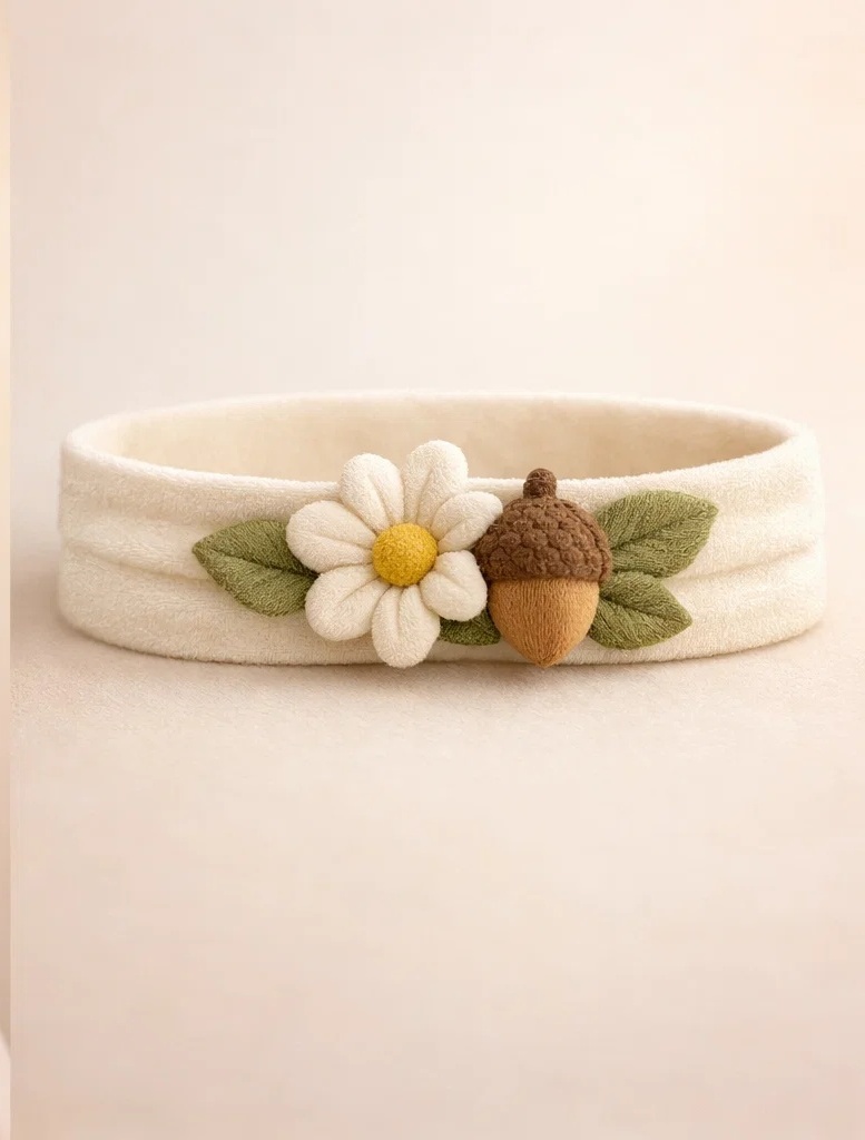 Faixa de cabelo para bebê com flor e bolota de pelúcia para compradores B2B