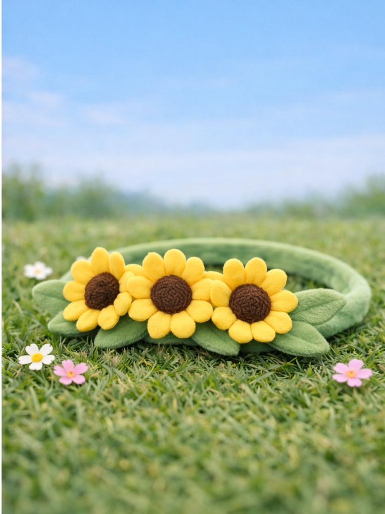 Sunflower Baby Headband – Bright Yellow Plush Hairband for Girls