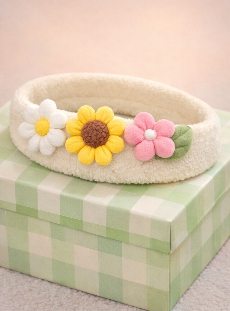 Whimsical Baby Headband with Flowers and Mushroom Details – Soft and Comfortable for Babies