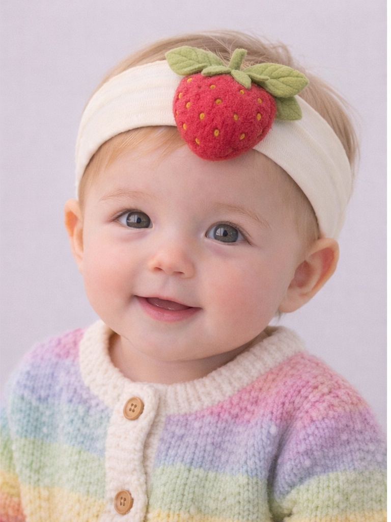 Classic Strawberry Felt Headband – Timeless Cute Baby Accessory for Everyday Wear