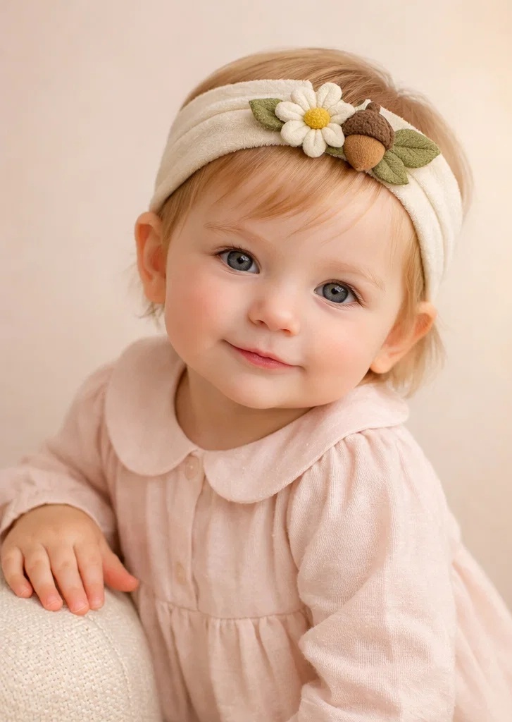 Faixa de cabelo para bebê com flor e bolota de pelúcia para compradores B2B