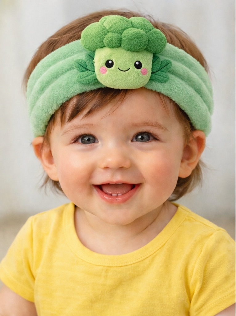 Bandeau pour bébé en peluche douce avec motif végétal