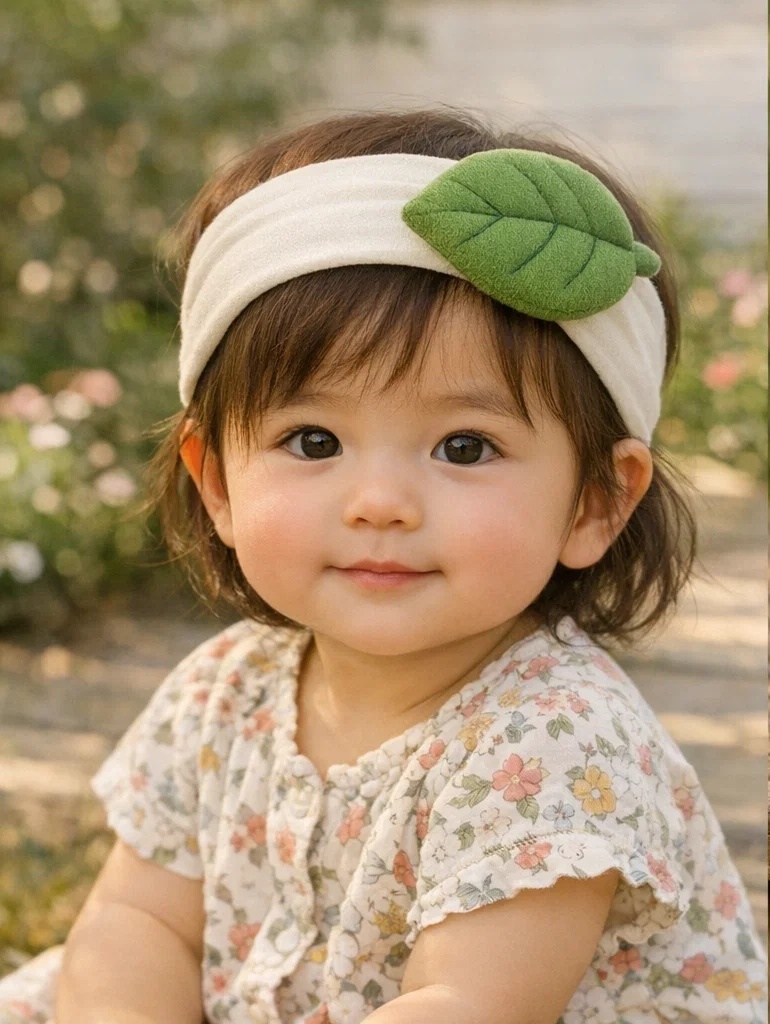 Minimalist Leaf Baby Headband – Soft Cotton Material, Unisex and Versatile