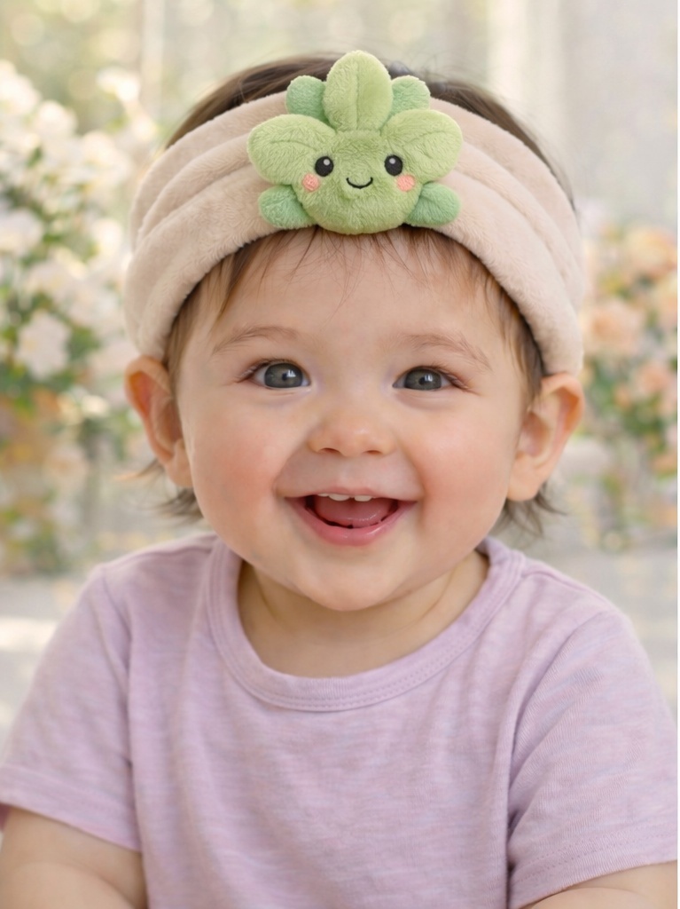 Baby-Stirnband aus Plüsch mit Pflanzen-Duo-Design