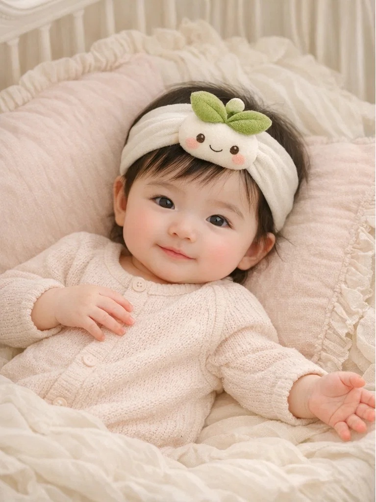 Faixa de cabelo para bebê com boneca broto em pelúcia para atacado – acessório suave para boutique com marca própria
