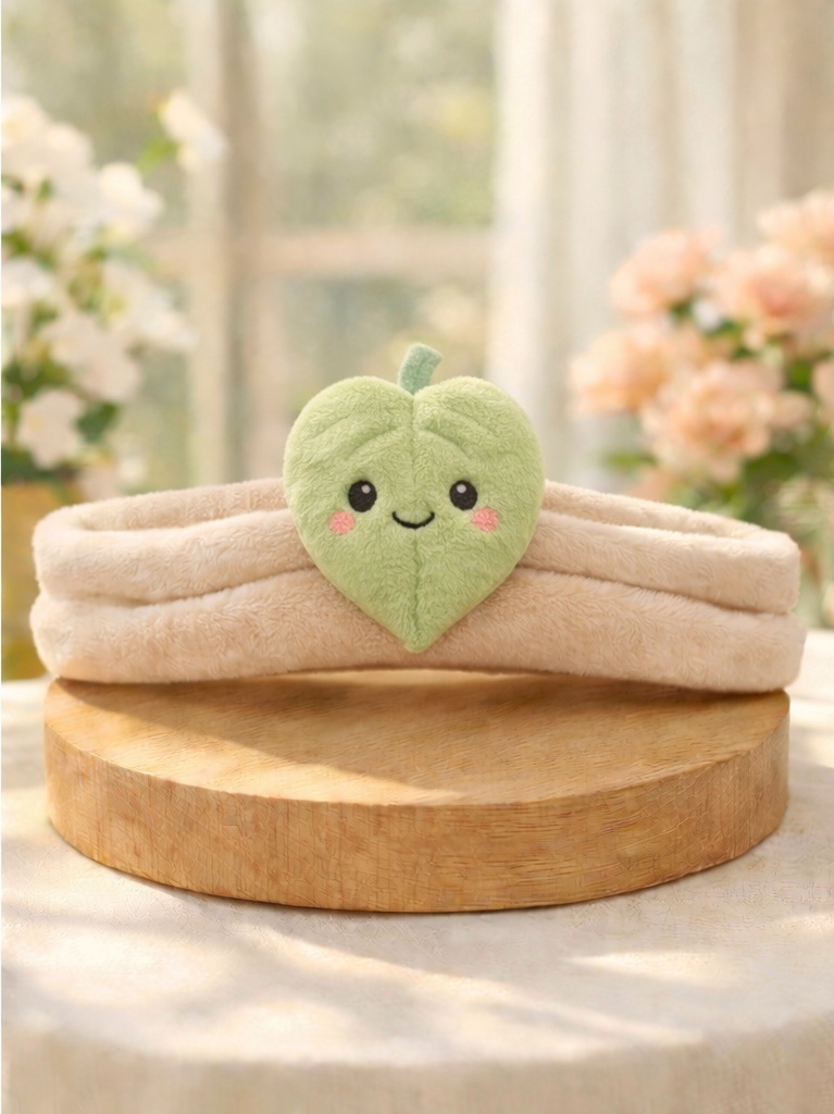 Faixa de cabelo para bebê em pelúcia com design vegetal duplo