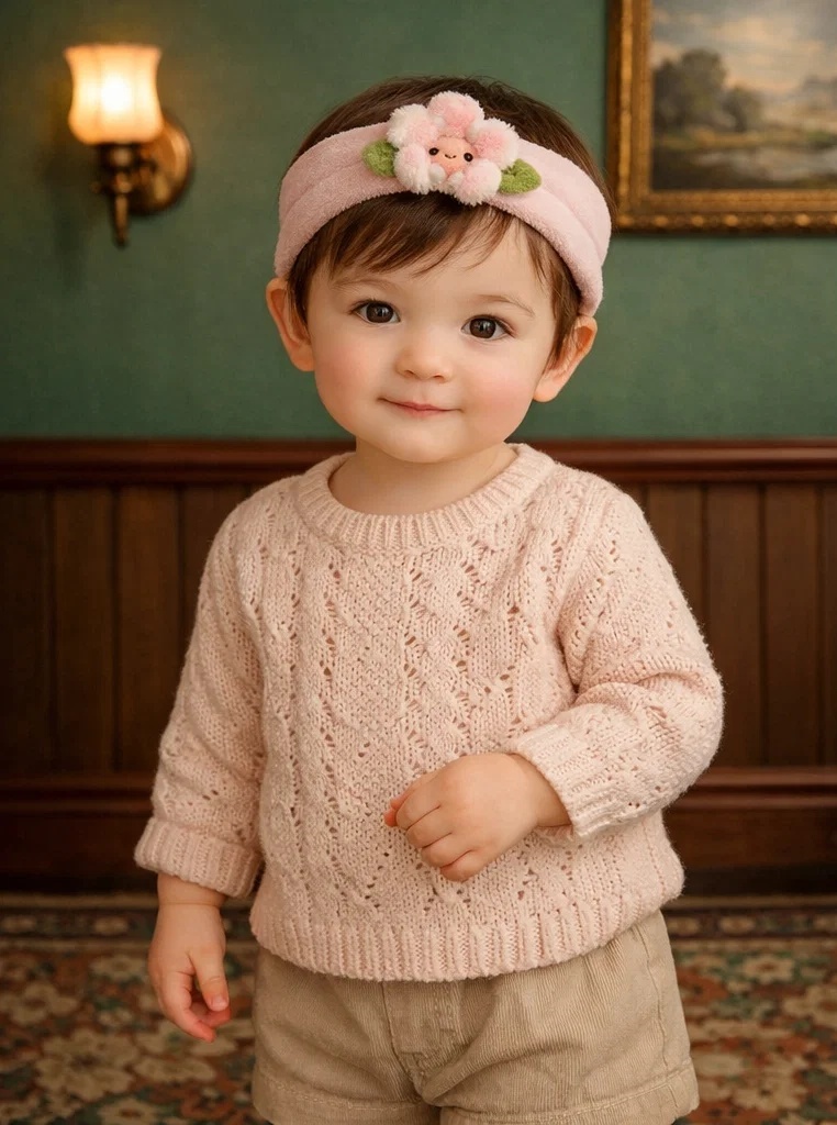 Bandeau bébé fleur peluche rose – modèle gagnant pour grossistes, concept stores et boutiques cadeaux