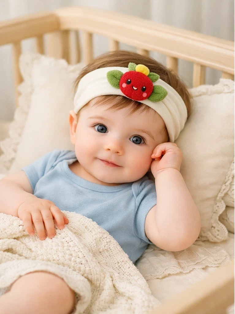 Baby-Stirnband mit fruchtiger Plüschpuppe für den Großhandel – farbstarkes Boutique-Accessoire für Private Label