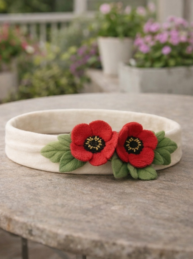 Red Floral Baby Headband with Poppy Design – Boutique Favorite for Bold Looks