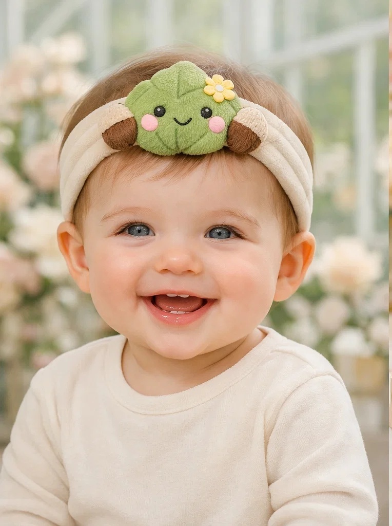 Cute Leaf Doll Baby Headband with Acorn Detail – OEM Soft Baby Hairband Wholesale