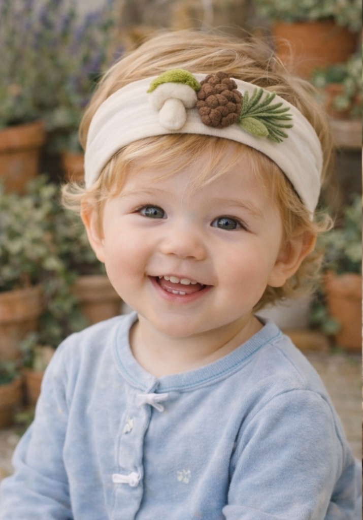 Pinecone Forest Baby Headband – Nature Inspired Newborn Hairband