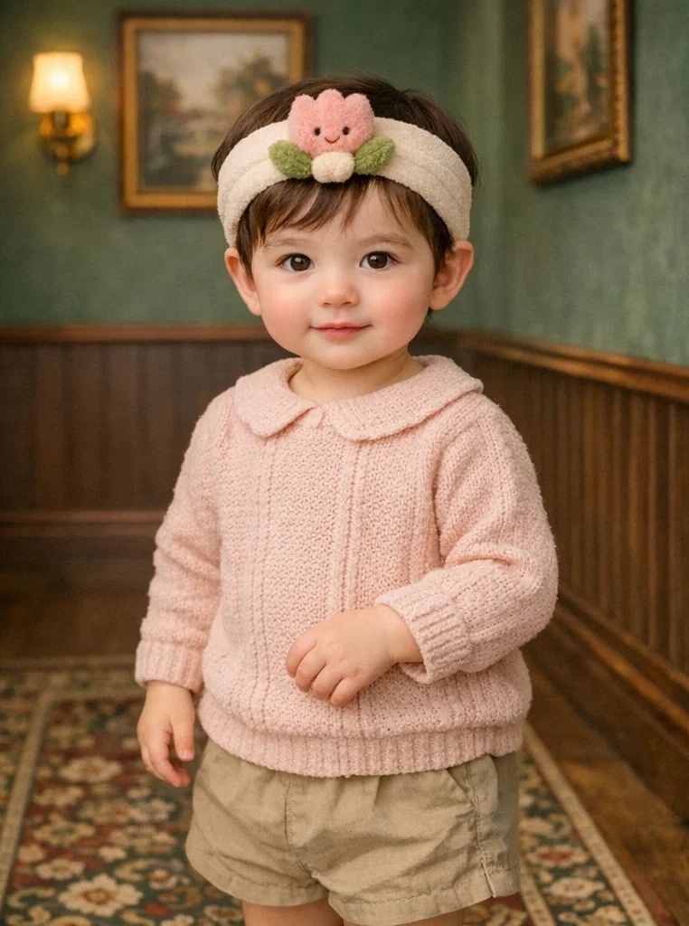 Diadema para bebé con tulipán rosa de felpa – producto rentable para mayoristas y tiendas infantiles