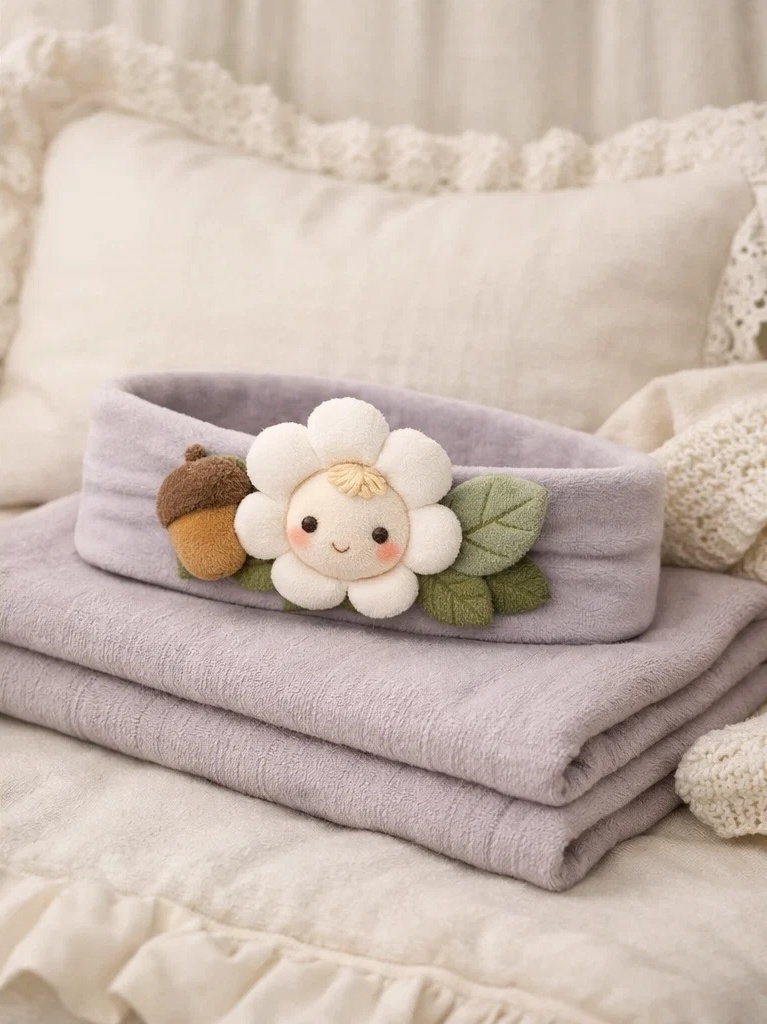 Bandeau bébé avec poupée fleur en peluche et gland pour vente en gros – accessoire boutique doux pour marque privée