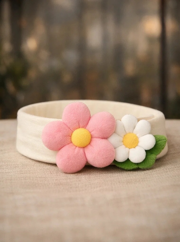 Bentită pentru bebeluși en-gros cu flori roz și albă – accesoriu floral moale pentru cumpărători B2B