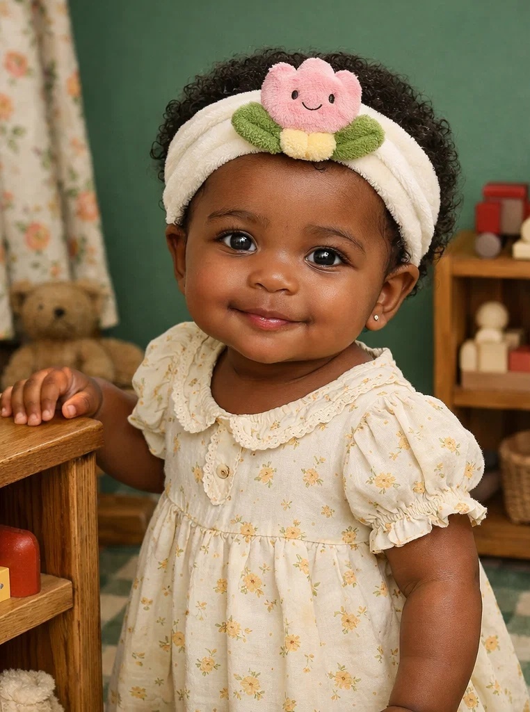 Faixa de cabelo para bebê com flor de pelúcia rosa – escolha ideal para atacado e lojas infantis