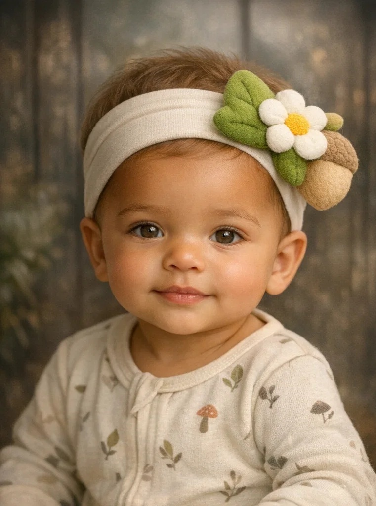 Bandeau bébé en gros à fleur jaune et perles blanches – accessoire floral doux pour acheteurs B2B