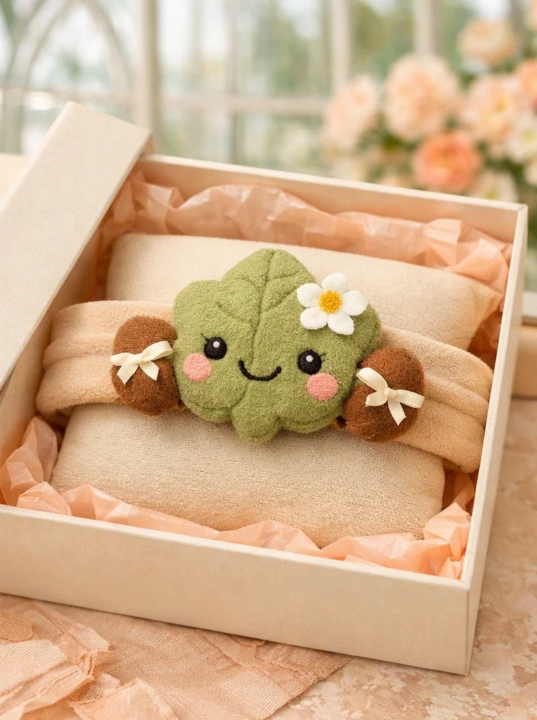 Luxury Gift Box Leaf Plush Baby Headband – Custom Infant Hairband for Boutique & Distributor