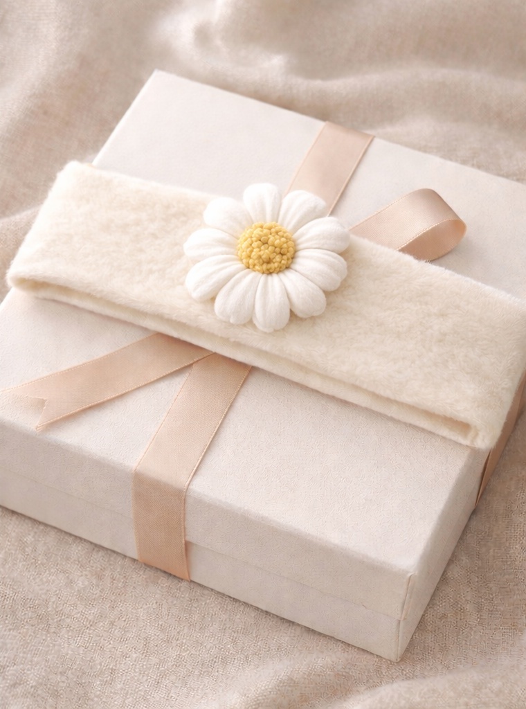 Handmade Baby Headband with Daisy and Rose – Soft Felt and Adjustable for Comfort