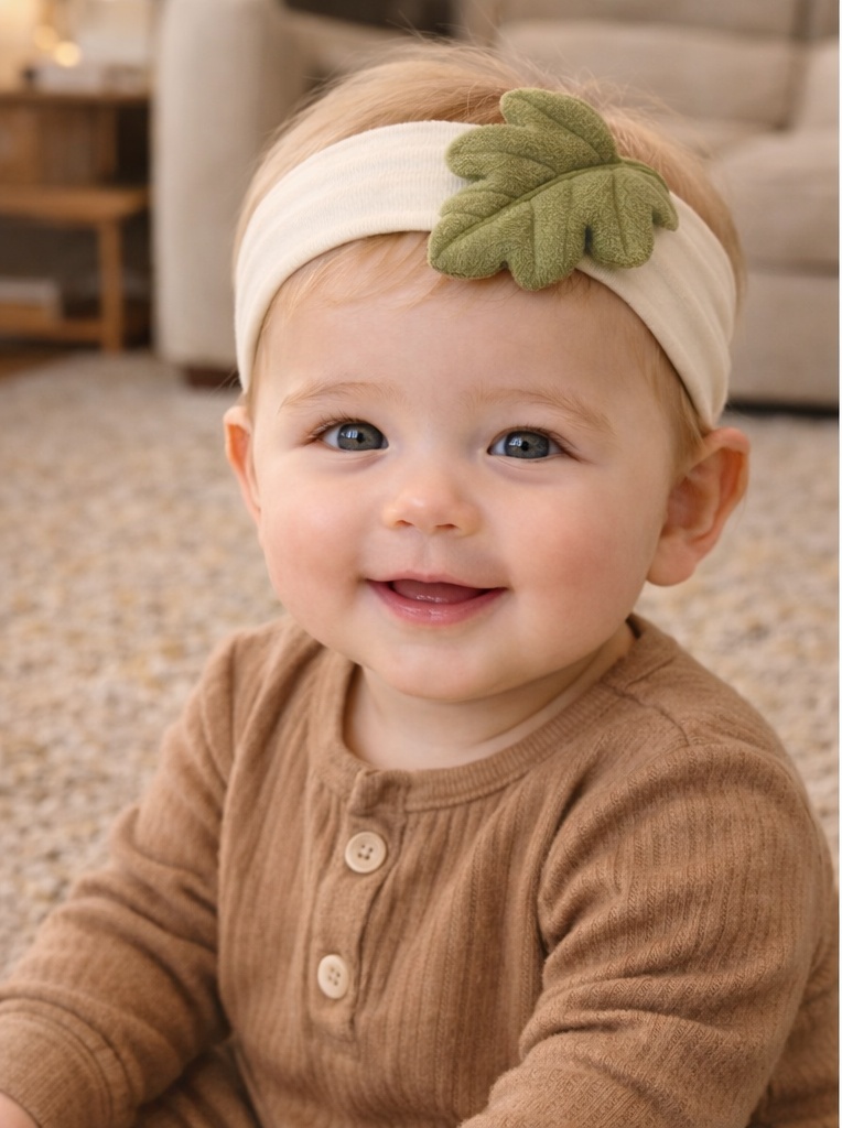 Oak Leaf Baby Headband – Soft Textured Design for Organic Style Lines