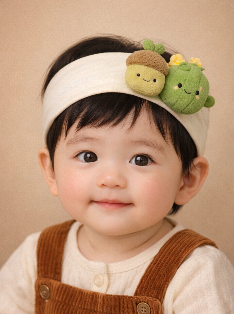 Acorn & Cactus Baby Headband Set – Unique Plush Design for Private Label Buyers