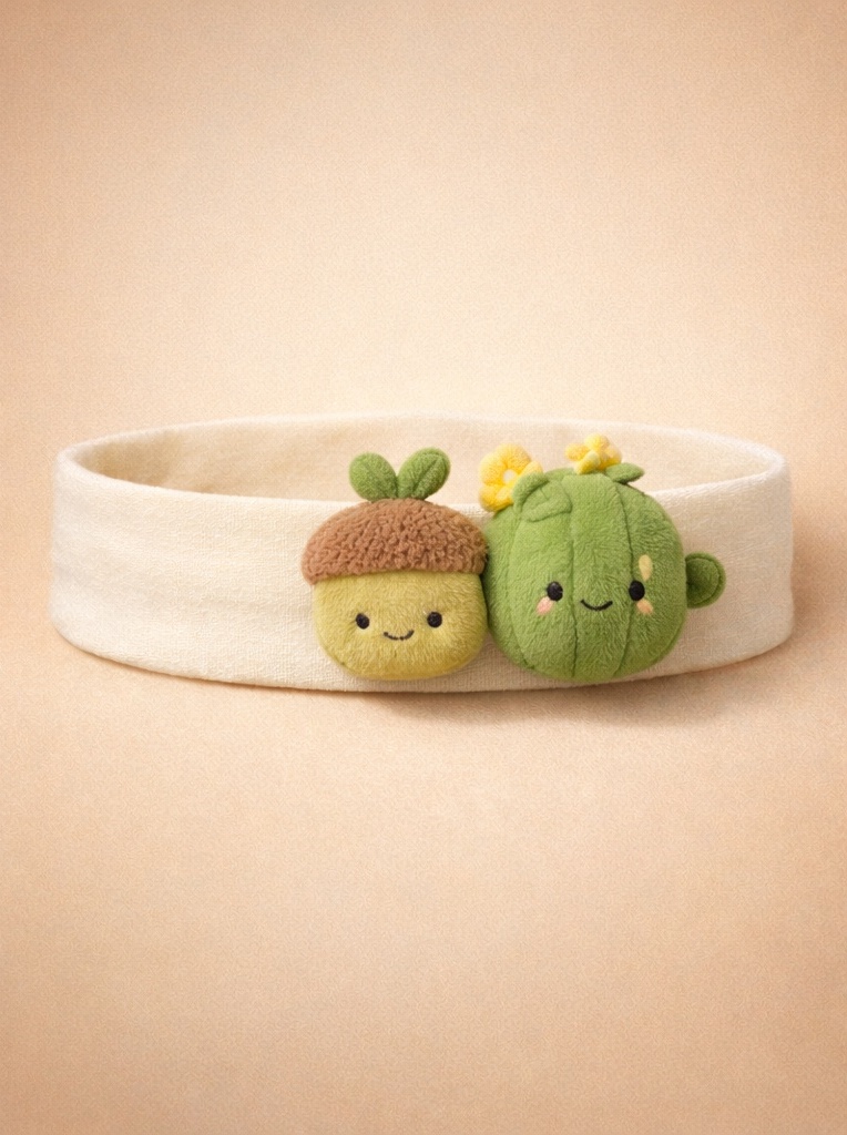Acorn & Cactus Baby Headband Set – Unique Plush Design for Private Label Buyers