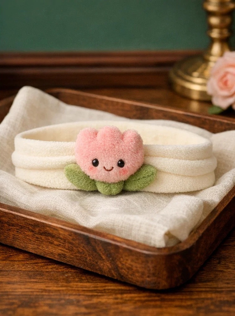 Diadema para bebé con flor rosa de felpa – producto estrella para mayoristas y boutiques infantiles