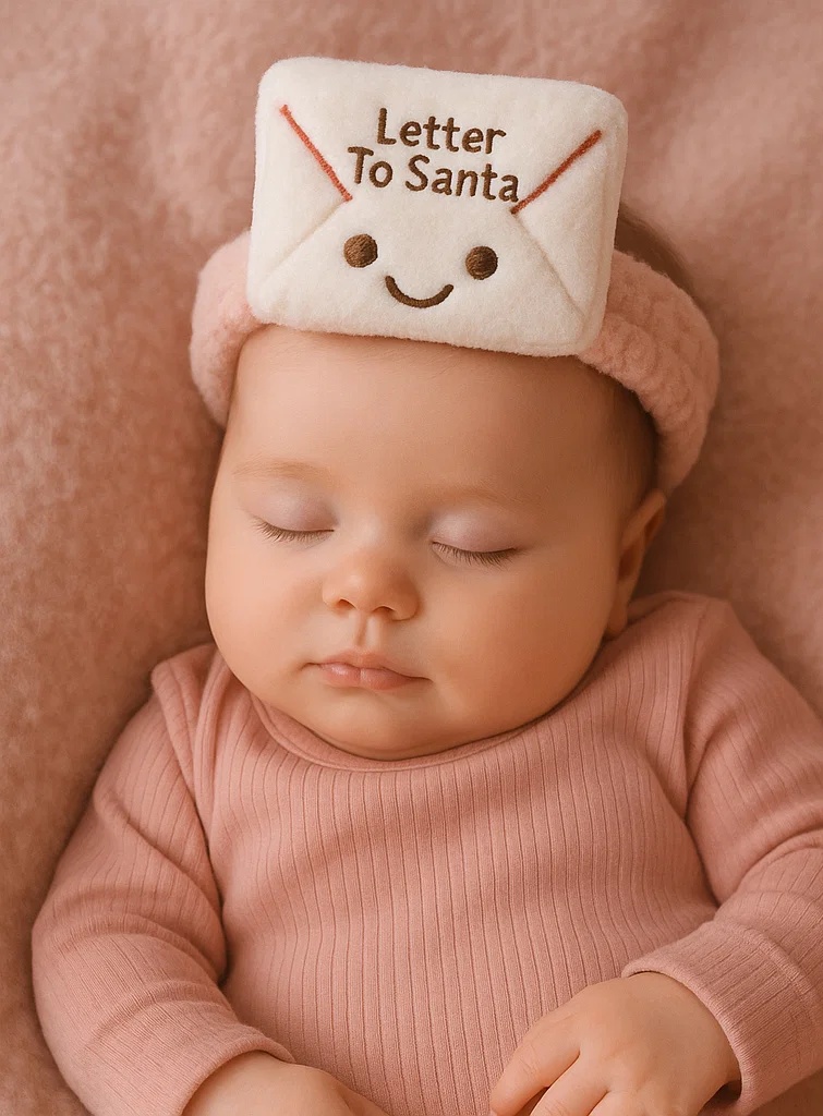 Plush Letter to Santa Baby Headband – Cute Cartoon Newborn Infant Hair Accessory