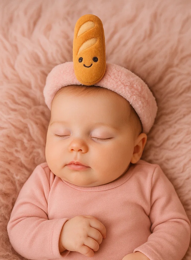 Faixa de Cabelo de Pelúcia Baguete para Bebê – Acessório de Cabelo Fofo de Desenho Animado para Recém-nascido