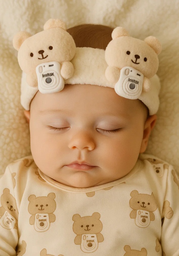 Plush Bear Camera Baby Headband – Cute Newborn Infant Cartoon Hair Accessory