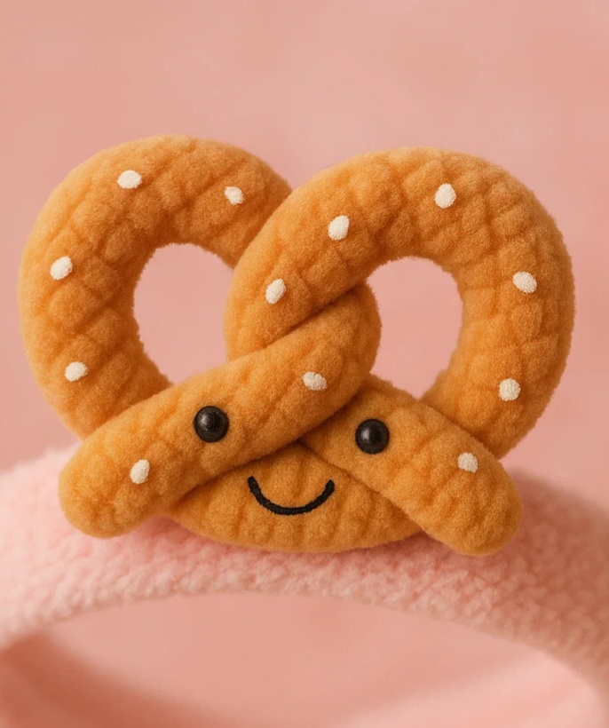 Bentiță pentru bebeluși din pluș covrig – Accesoriu de păr drăguț pentru nou-născuți cu desen animat